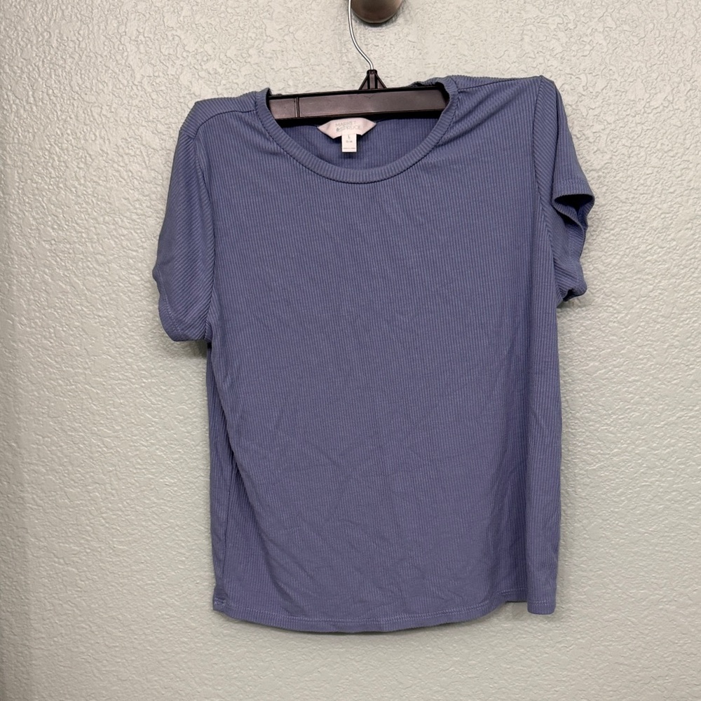 Market & Spruce Ribbed Short Sleeve Tee in Lavender Blue